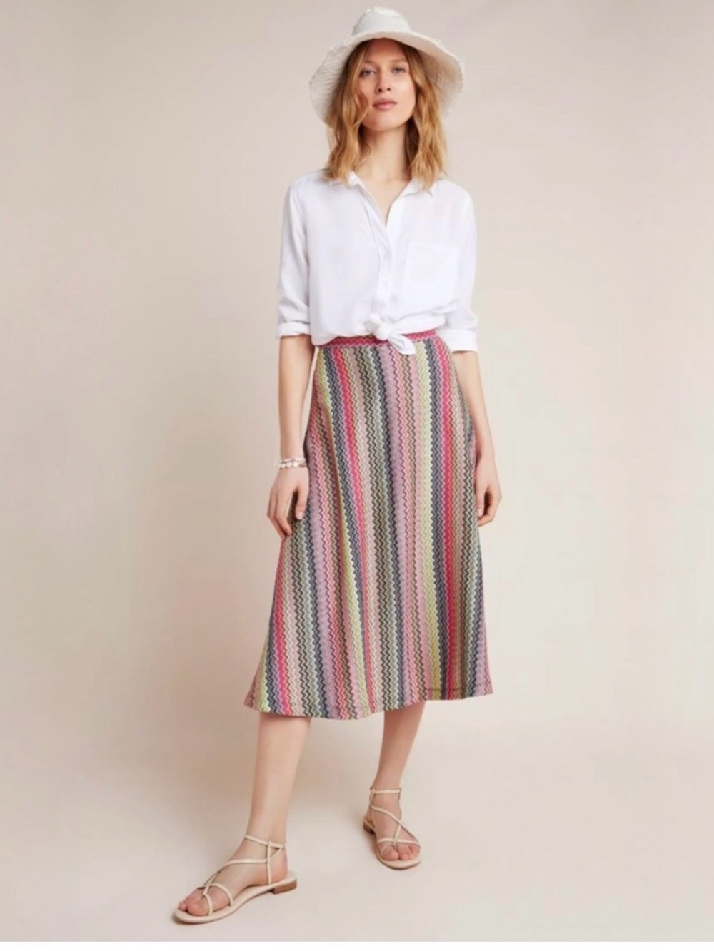 Maeve Women’s Multicolor Chevron Midi Skirt